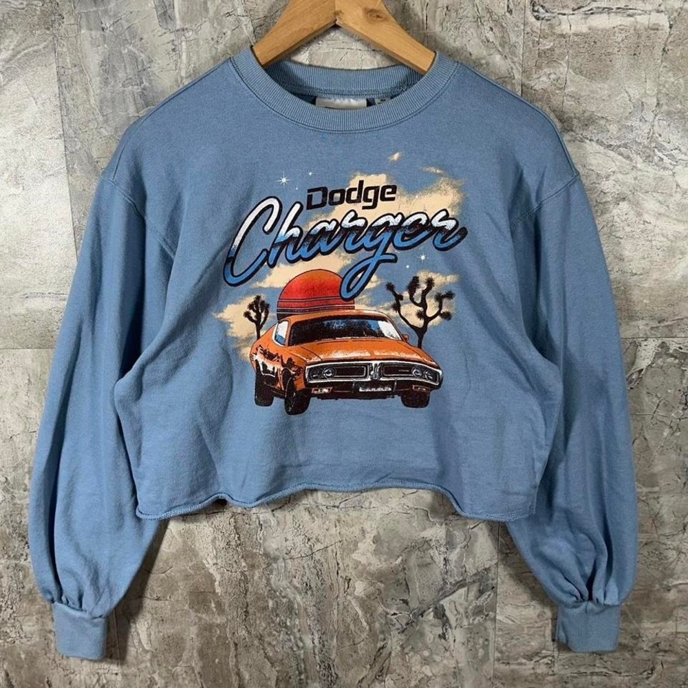 Official Dodge Charger cropped blue sweatshirt Woman's Size S #dodgecharger #car